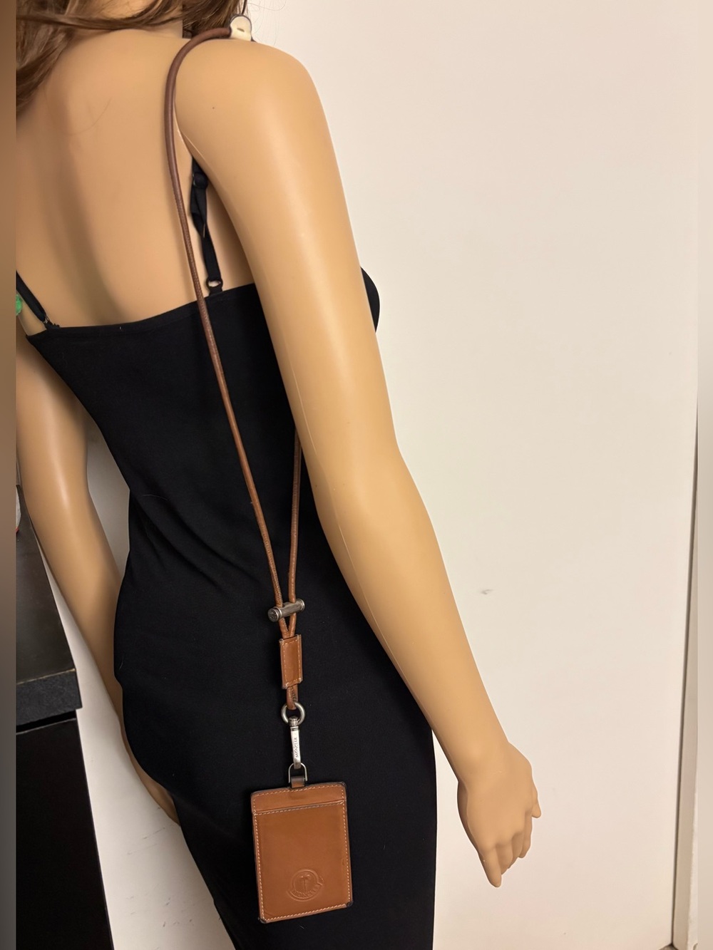 Moncler Genius x Palm Angels Brown Leather ID Card Holder with Lanyard UNISEX